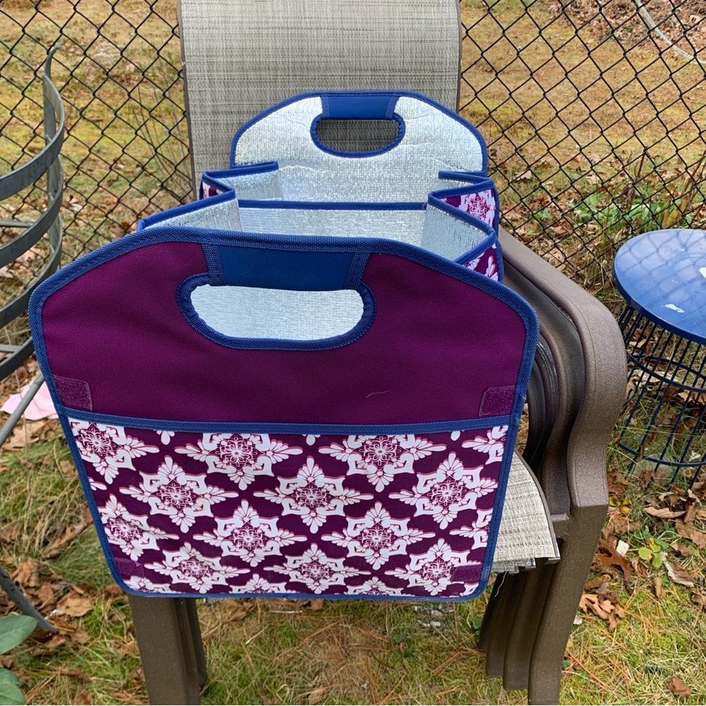 Floral Insulated Tote Bag - Purple and Blue - Picture 4 of 4